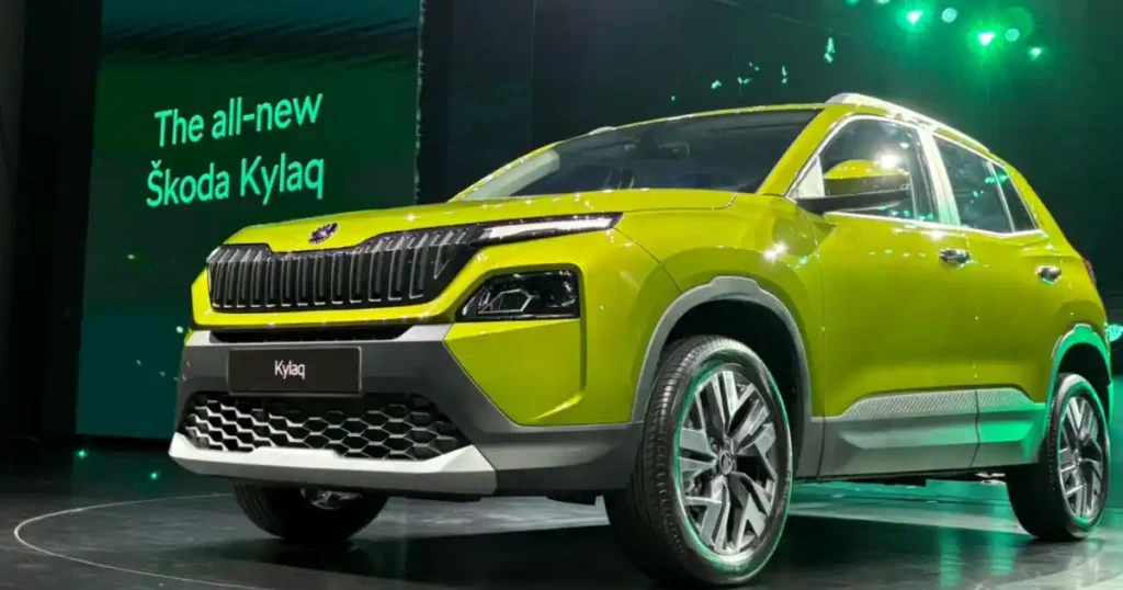 Skoda Kylaq green compact SUV showcased with April 2026 Skoda discount benefits