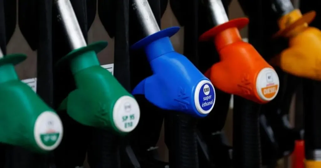 Ethanol fuel nozzles at petrol station highlighting India ethanol blending policy linked to sugar industry