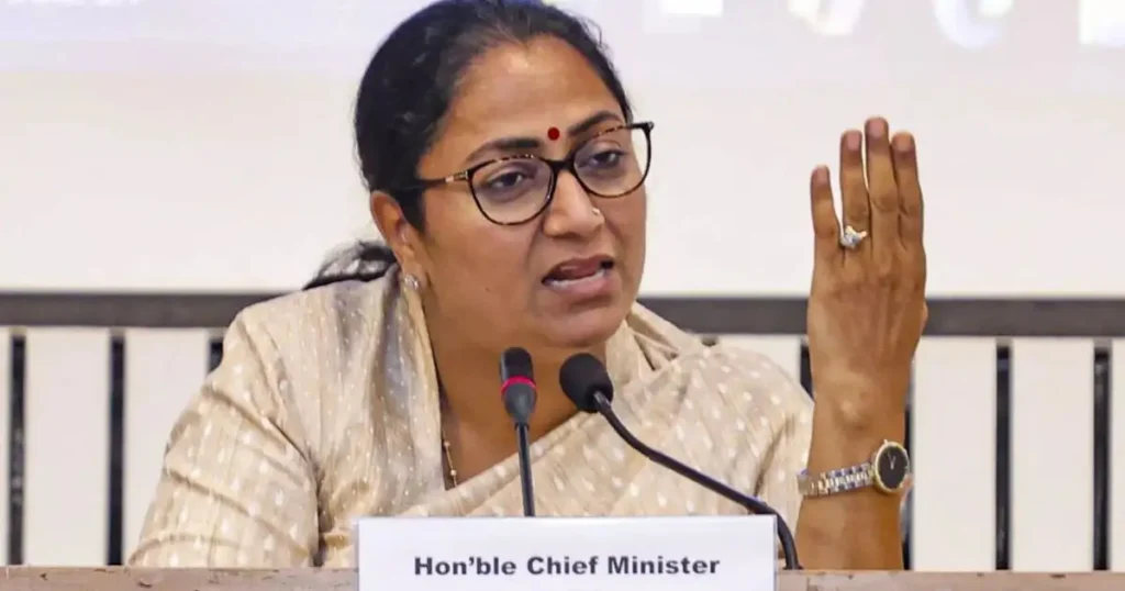 Delhi Chief Minister Rekha Gupta speaking about work from home policy for government employees