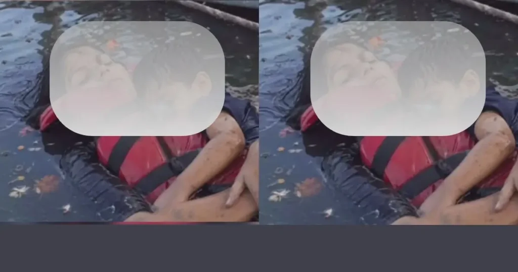 Jabalpur boat incident emotional scene showing woman holding child in water during tragic boat accident