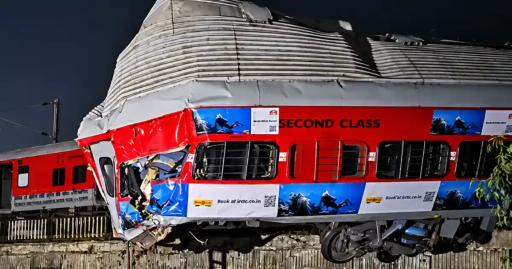 Ujjaini Express Derailed in Rishikesh: Damaged second class coach of Ujjaini Express seen off the track after derailment at Yognagari Rishikesh station